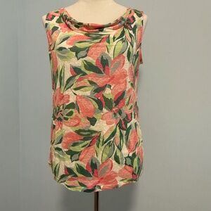 Joie 100%‎ Linen Knit Tropical Floral Draped Sleeveless Top Size S